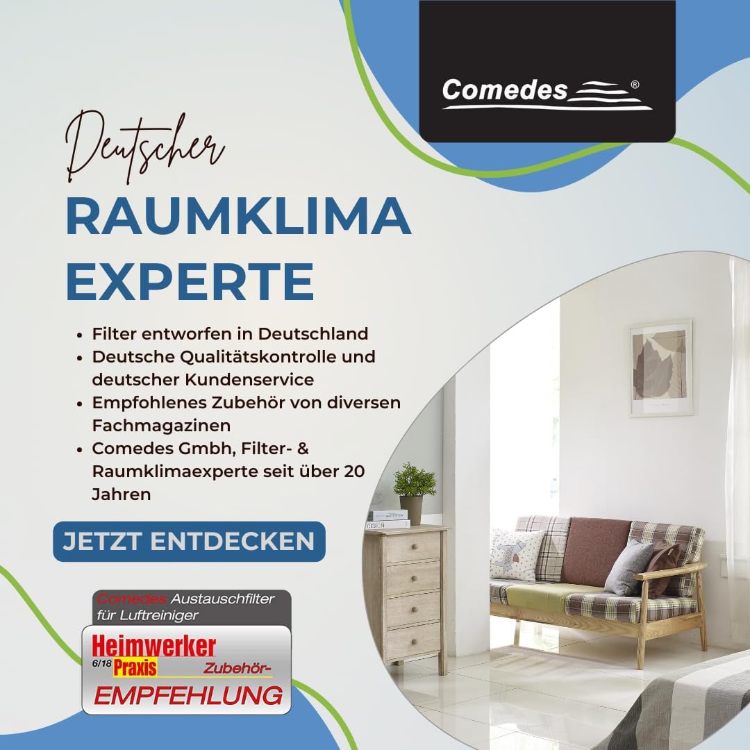 Comedes Ersatz Aktivkohlefilter passend für Philips AC1214/10 und AC2729/10 Luftreiniger (Series 100