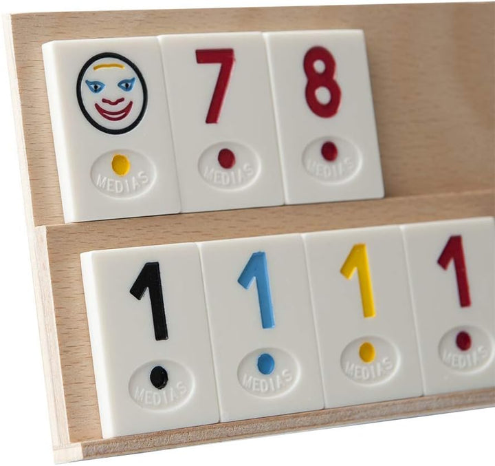 WOODTASTIC Rummy Spiel Medias - 106 Kacheln und eine Aufbewahrungsbox aus Massivem