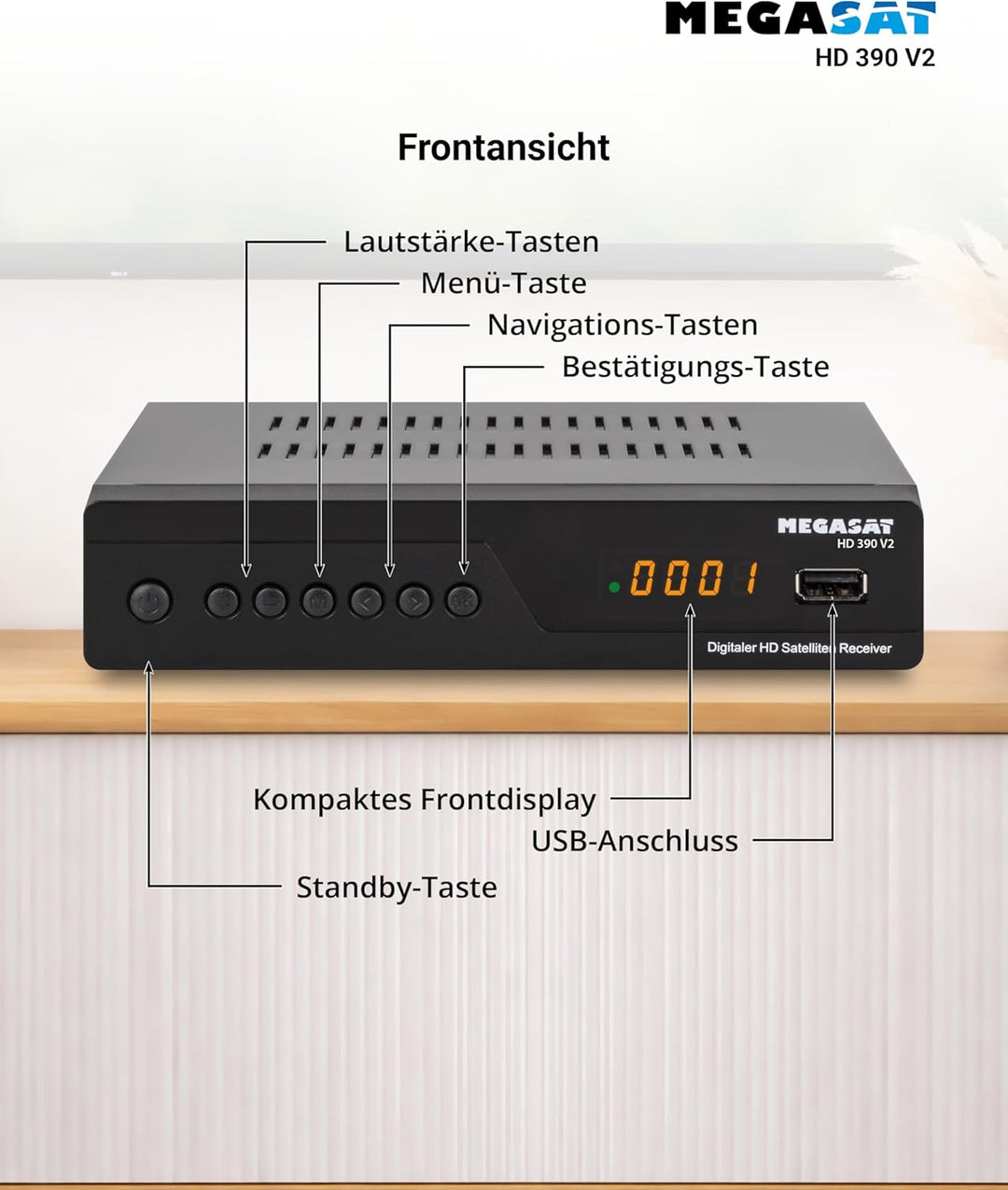 Megasat HD 390 DVB-S2 HD Sat Receiver schwarz | Unicable I & II tauglich