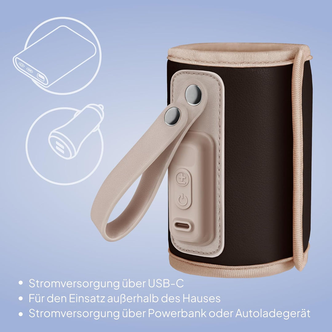 LIONELO Thermup Go Tragbarer Babyflaschenwärmer USB-C, Flaschenwärmer Unterwegs & Auto, 24h Warmhalt