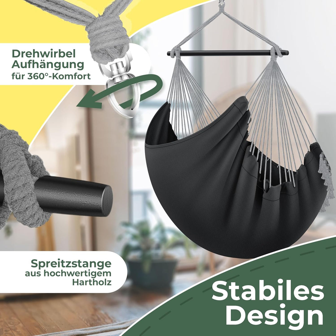 KESSER® Hängesessel Safari XXL Hängestuhl für Erwachsene & Kinder Hängematte bis 150 kg Hängesitz Au