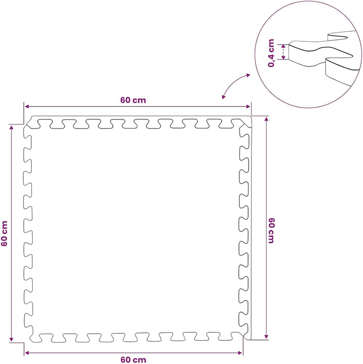 Fussmatten 12 Stück Grau 4,32 m² EVA-Schaum Schutzmatten für Home Gym, Fitness, Yoga, Vibrationsdämp