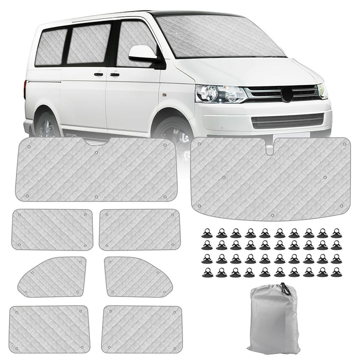 Thermomatte Fahrerhaus Innen Kompatibel mit VW T5 T6, 8PCS LWB Faltbare Isolierte Sonnenschutz Front