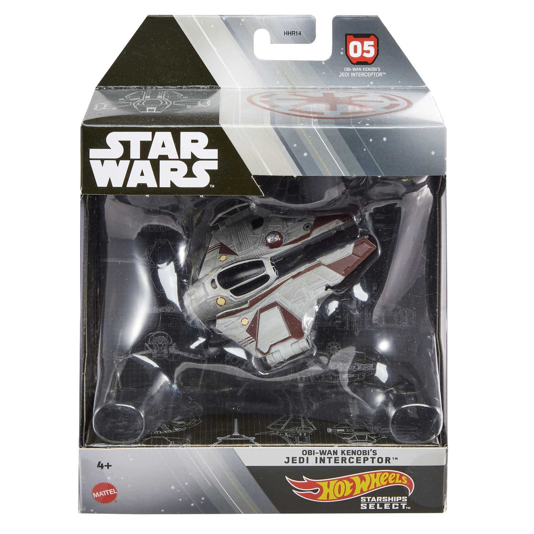 Hot Wheels Star Wars Starships - Raumschiff aus Metall 1/50 - Obi-wan Kenobi's Jedi Interceptor