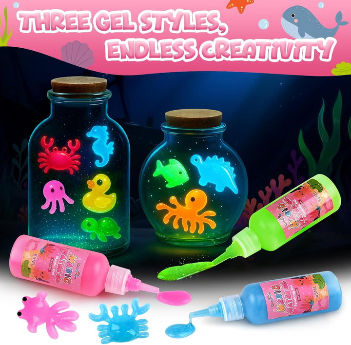 Dreamon Magic Gel Water Kit, 53 PCS DIY 3D Aqua Gelz Spielzeug mit 22 Farben & 16 Formen, Aqua Fairy