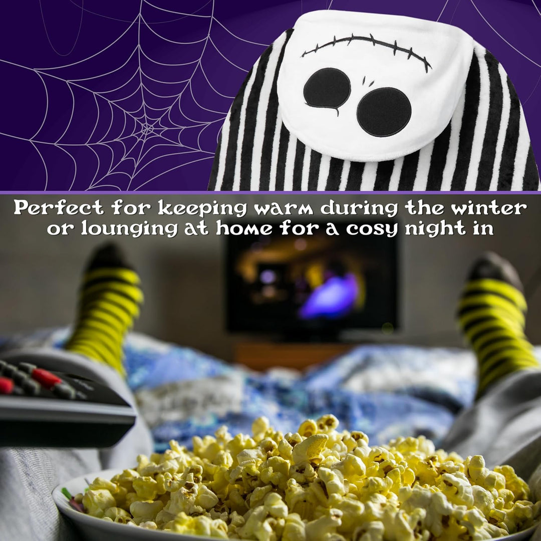 Disney The Nightmare Before Christmas Kuscheldecke mit Kapuze 150x120cm, Weiche Warme Fleecedecke, F