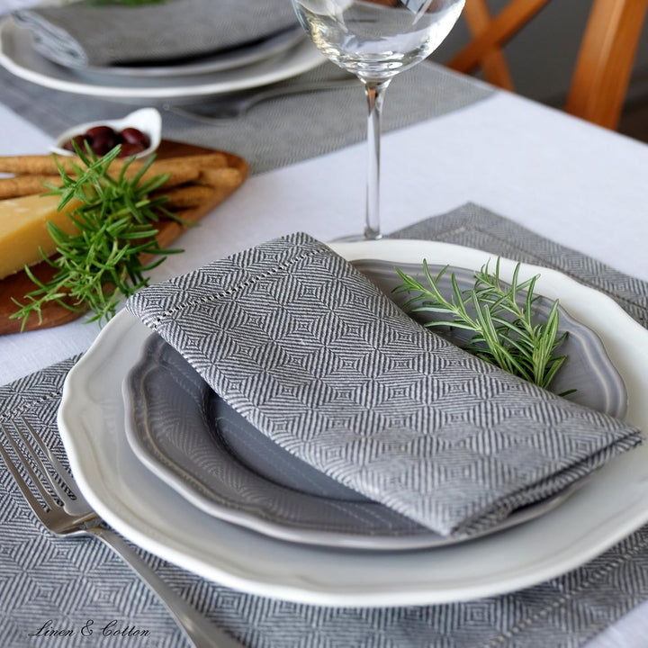 Linen &amp; Cotton Qualität 4 x Stoffservietten Servietten Stoff Leinenservietten Scandi mit Hohlsaum -1