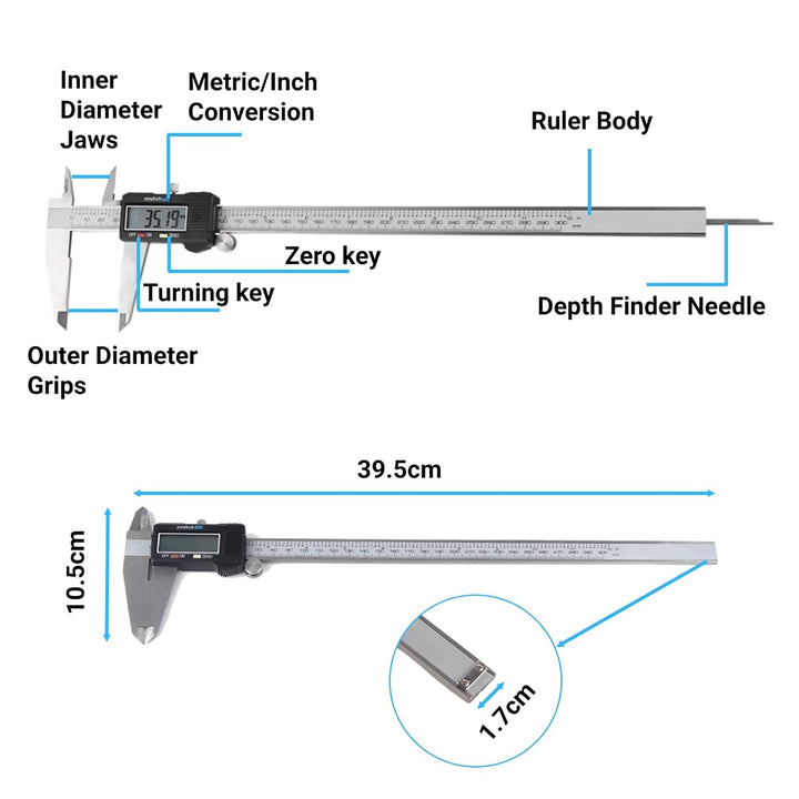 12 Zoll Messschieber Digital 300MM Digitaler Elektronischer Messschieber Mikrometer Messwerkzeug Ele
