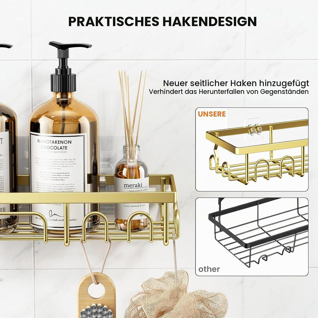 3 Stück Duschablage Ohne Bohren Edelstahl, Badezimmer Organizer Regal Zubehör, Seifen Zahnbürstenhal