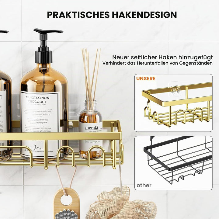 3 Stück Duschablage Ohne Bohren Edelstahl, Badezimmer Organizer Regal Zubehör, Seifen Zahnbürstenhal