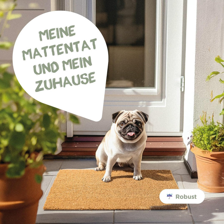 Mattentat Kokosmatte 60x40cm - Kokosmatte Fussmatte aussen - robuste & rutschfeste Fussmatte Kokos a