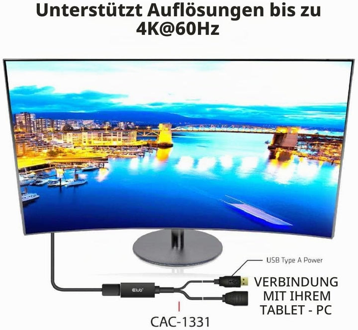 Club3D CAC-1331 - HDMI auf DisplayPort 1.2 4K60Hz M/F Aktiver Adapter, CAC-1331