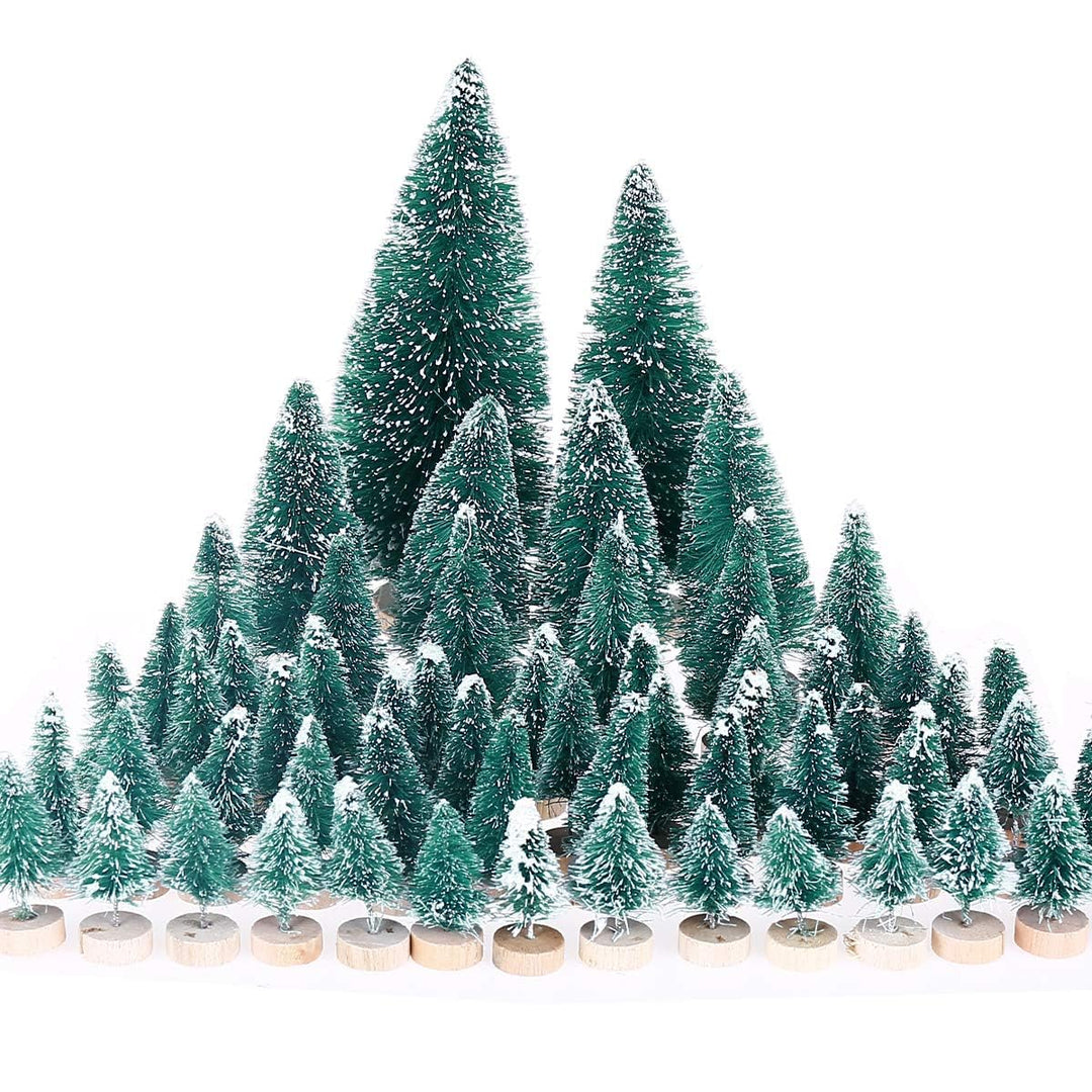 MELLIEX 60 Stück Miniatur Weihnachtsbaum Künstlicher Mini Modell Weihnachtsbaum Kunststoff Winter Or