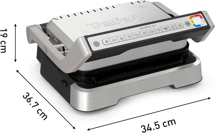 Tefal OptiGrill 2in1 Kontaktgrill, Aufklappbar, Tischgrill, 9 Programme, Garstufenanzeige, Grillzang