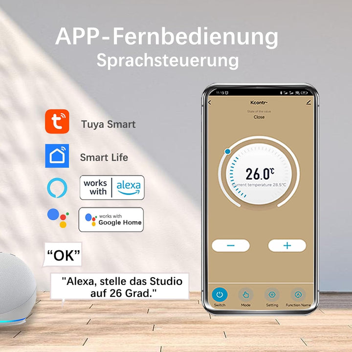 WiFi Thermostat Fussbodenheizung für Wasser,Programmierbar Raumthermostat Fussbodenheizung, Kompatib