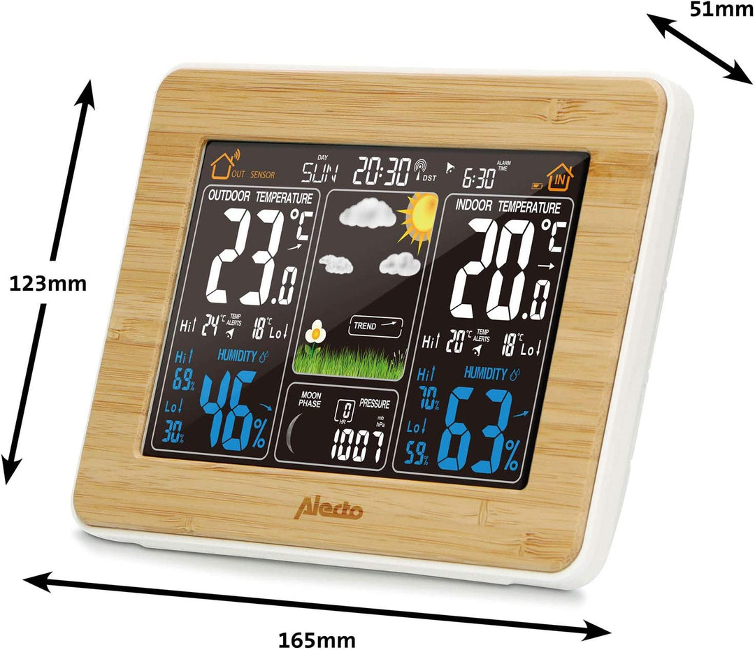 Alecto WS-1560 Funk Wetterstation mit Farbdisplay und Aussensensor - Innen und Aussentemperatur - Lu