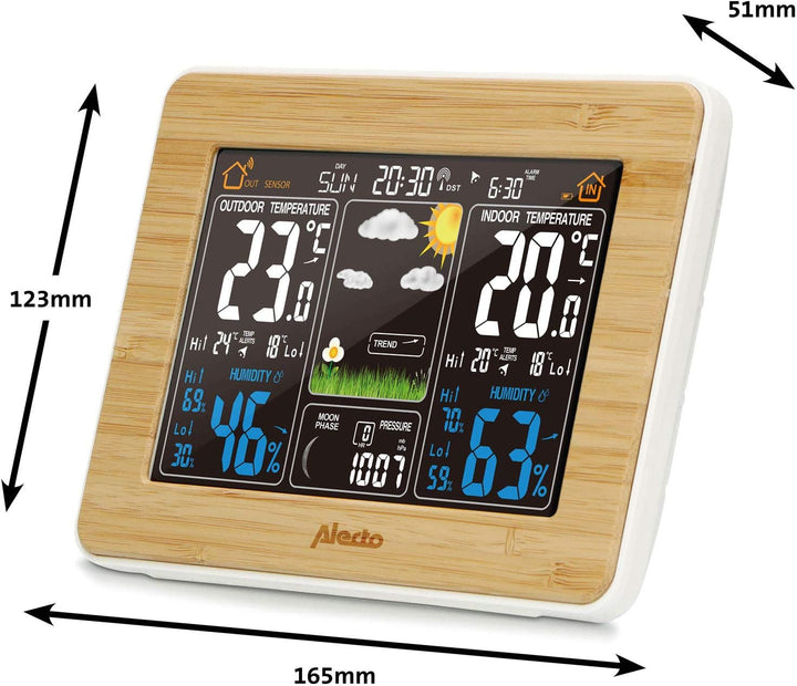 Alecto WS-1560 Funk Wetterstation mit Farbdisplay und Aussensensor - Innen und Aussentemperatur - Lu