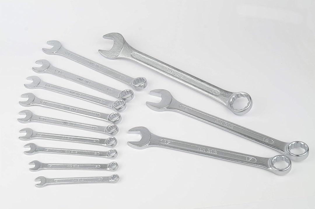 Brueder Mannesmann Werkzeuge M29057 Werkzeugsatz, 57-teilig & Gabelringschlüsell Satz 12-tlg. DIN 31