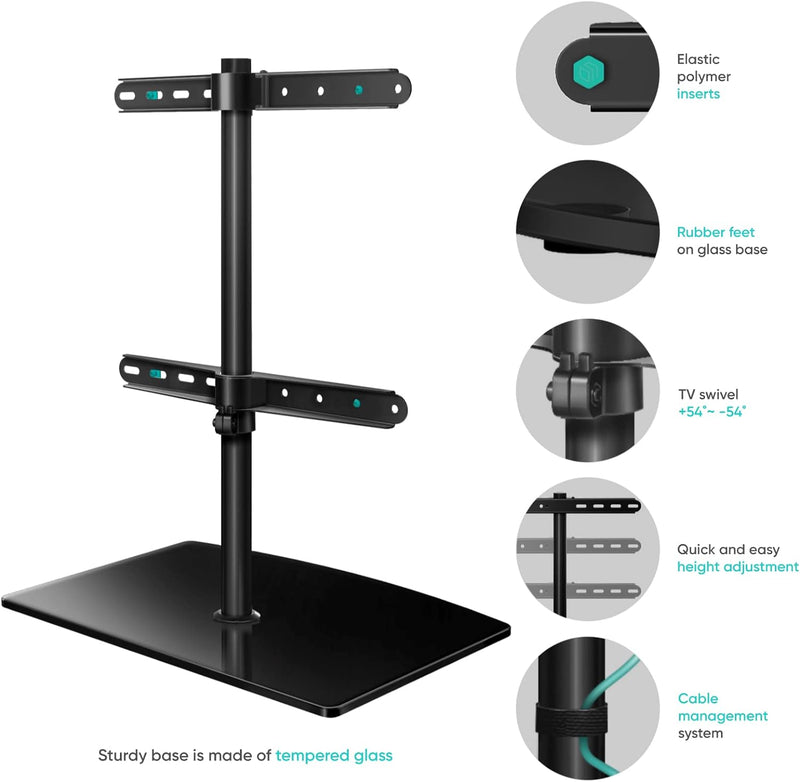 ONKRON TV Standfuss TV Ständer höhenverstellbar & schwenkbar - TV Halterung 32 Zoll - 75 Zoll für Fl