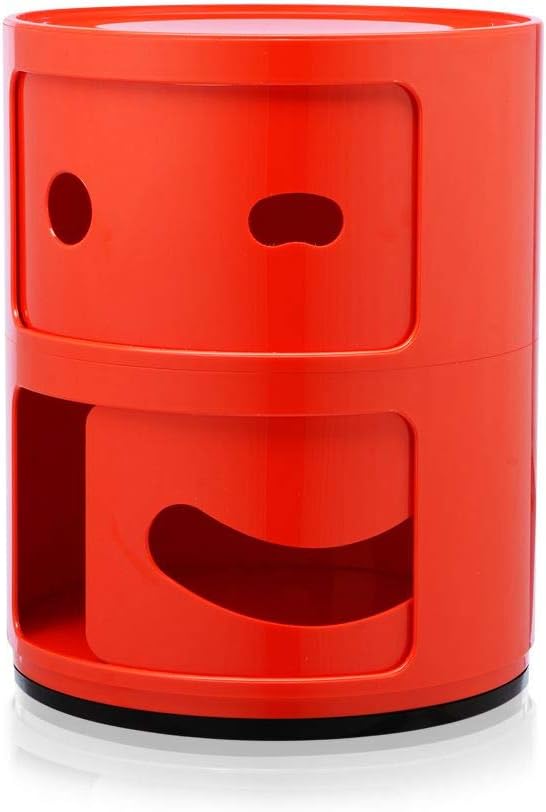 Kartell Componibili Container zwinkernd, Kunststoff, Rot, 32 x 32 x 40 cm 2-fächer Smile Rot Zwinker