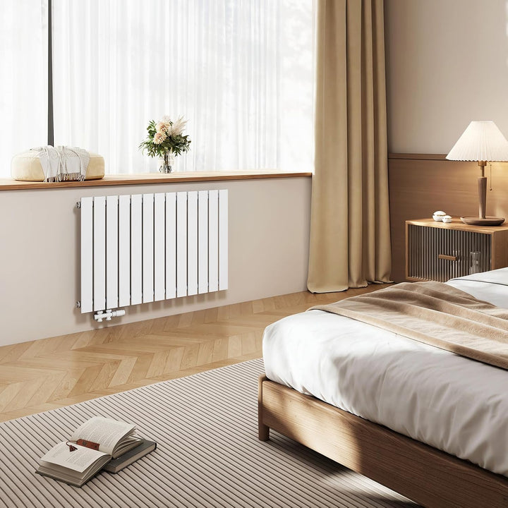 EMKE Design-Heizkörper 630x620mm Heizkörper Horizontal Weiss Paneelheizkörper Seitenanschluss Einlag