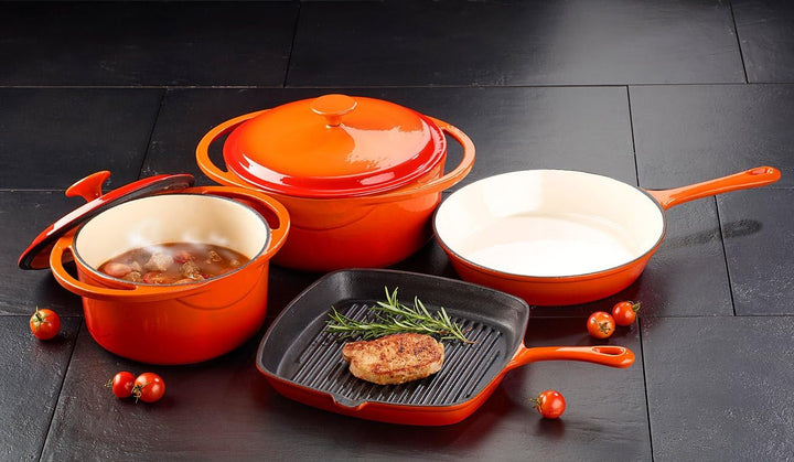 Tornwald-Schmiede Gusseisentopfset: Topf- und Pfannen-Set aus Gusseisen, 4-teilig (Töpfe und Pfannen