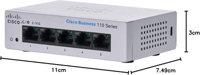 Cisco Business CBS110-5T-D Unmanaged Switch | 5﻿ ﻿GE-Ports | Desktop | Ext. Netzteil | Begrenzter Le