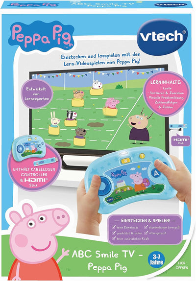 VTech ABC Smile TV - Peppa Pig Lernkonsole – Kabellose Spielkonsole mit HDMI-Stick für den Fernseher