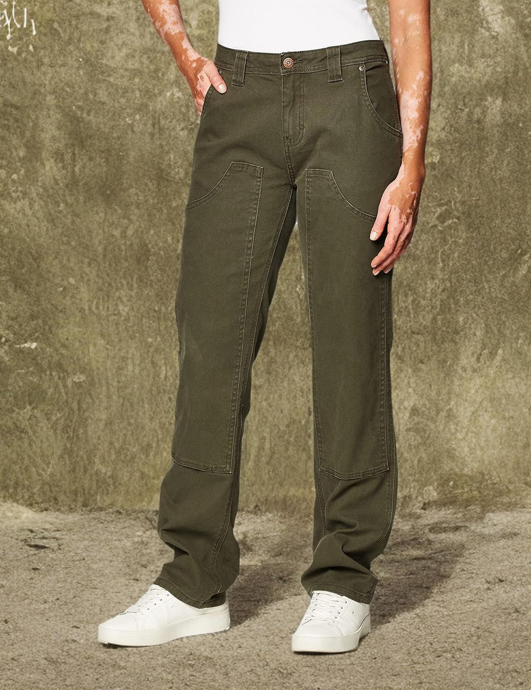 Dickies Damen Stretch Duck Double Front Carpenter Pant Arbeitshose 38 Moosgrün Gespült, 38 Moosgrün
