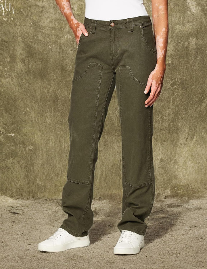 Dickies Damen Stretch Duck Double Front Carpenter Pant Arbeitshose 38 Moosgrün Gespült, 38 Moosgrün