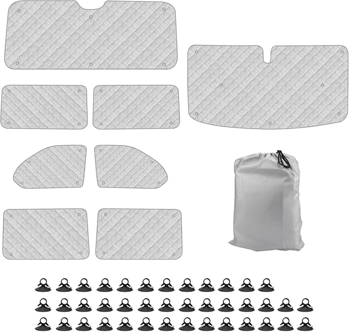Thermomatte Fahrerhaus Innen Kompatibel mit VW T5 T6, 8PCS LWB Faltbare Isolierte Sonnenschutz Front