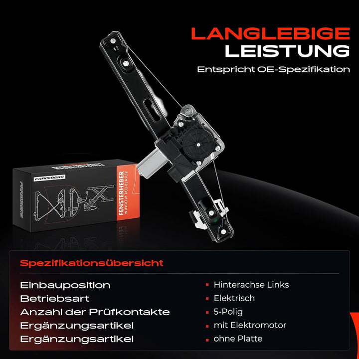 Frankberg Fensterheber mit Motor Hinterachse Links Kompatibel mit 3er E90 316d 2009-2011 3er Touring