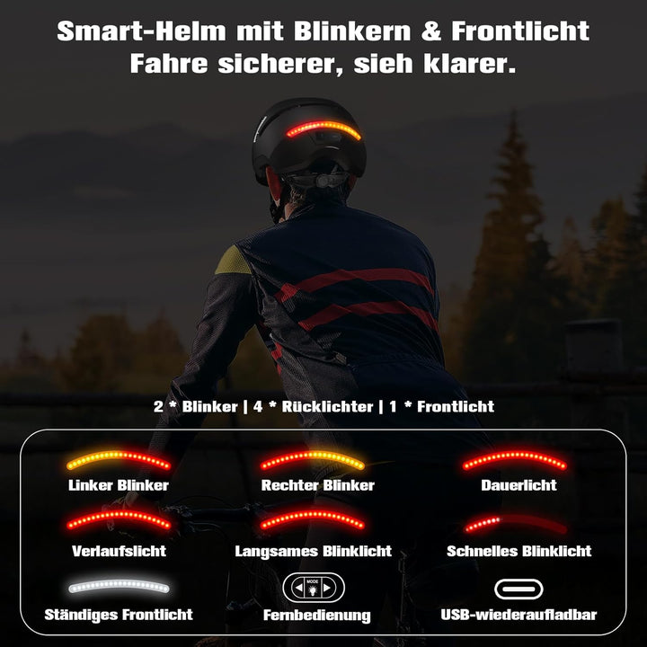 Shinmax Fahrradhelm Damen Herren mit Blinker & Licht, Fahrrad Helm Erwachsene mit USB Wiederaufladba