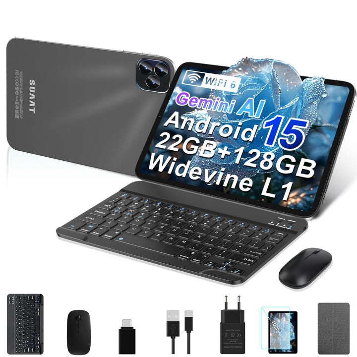 GOODTEL Android 15 Tablet 10.1 Zoll 22 GB RAM + 128 GB ROM (2 TB TF), Octa-Core, WLAN 5G, Gemini AI,