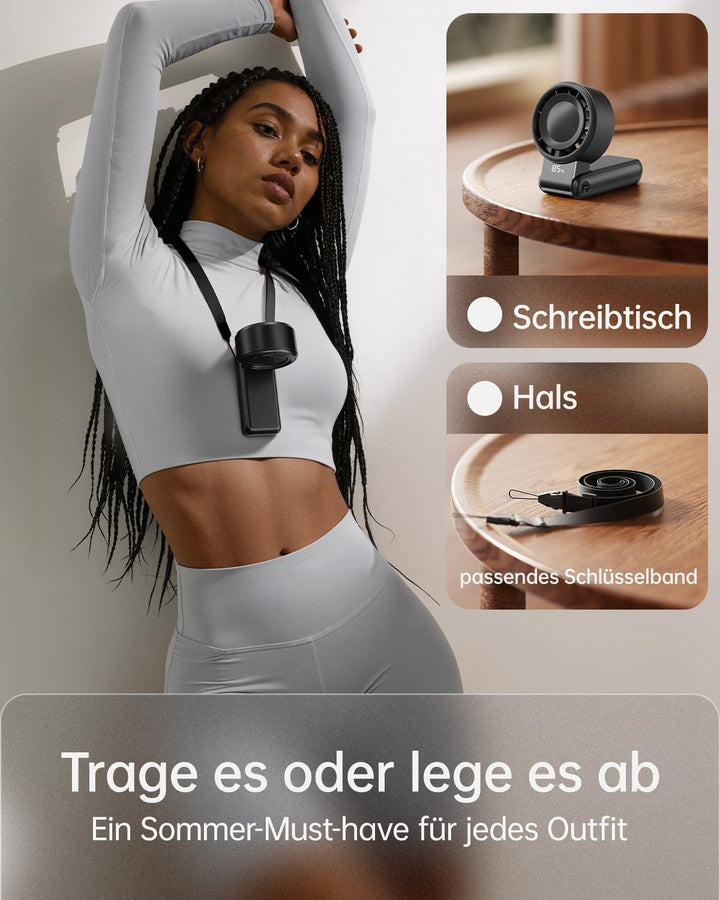 SWEETFULL Handventilator Tragbarer Turbo, Mini Ventilator,USB-Aufladbar, 5 Geschwindigkeitsstufen,20