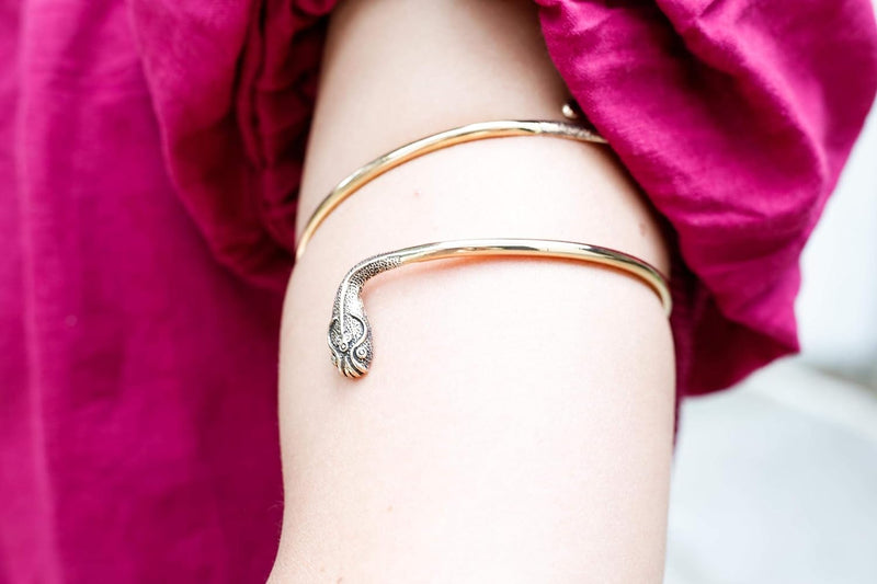 Windalf Bohemian Frauen Oberarmreif Medusa Ø 9.3 cm Damen Schlange-Schmuck Gipsy-Armschmuck Hochwert