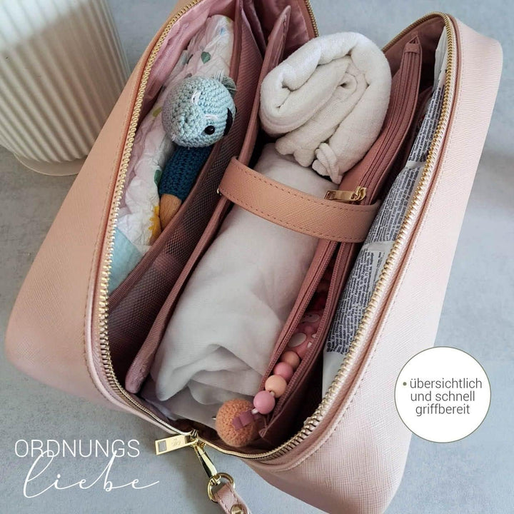 Little ELLA Wickelclutch, Wickeltasche, Windelorganizer mit vielen verschiedenen Fächern (grau), Gra