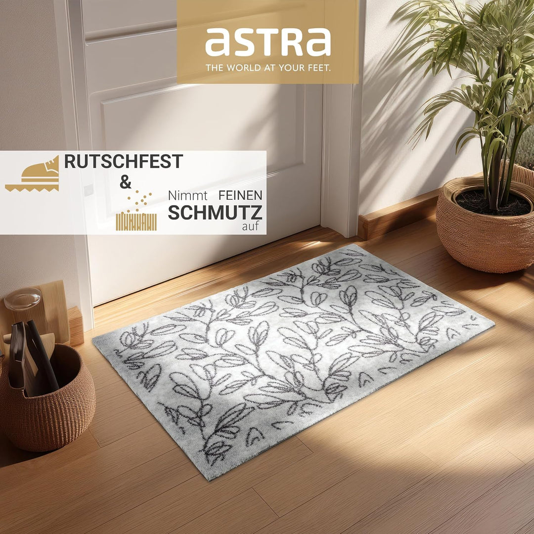 Astra rutschfeste Sauberlaufmatte innen - Zweige hellgrau 66 x 110 cm - Wohnraum Fussmatte Design -