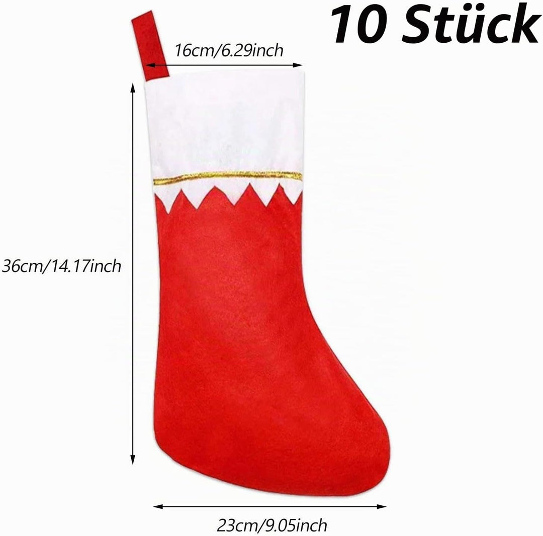 Nikolausstrumpf,Nikolausstiefel,10 Stück Nikolausstiefel Zum Befüllen,36 x 23 cm ,Grosser Weihnachts