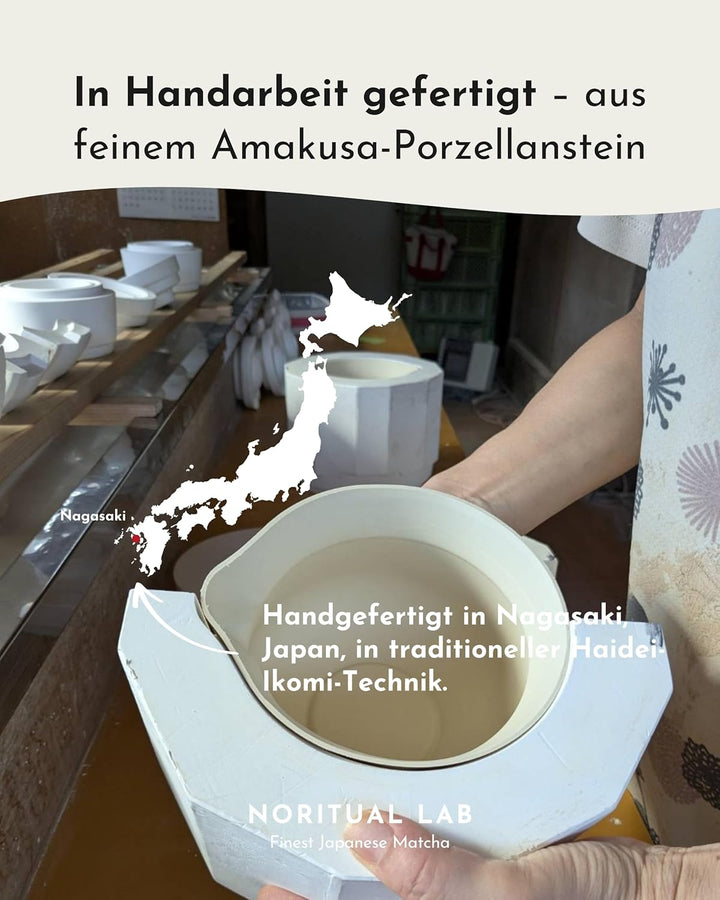 NORITUAL LAB Matcha Schale mit Ausgiesser - Handgefertigte Teeschale aus Japan - Präziser Ausguss fü