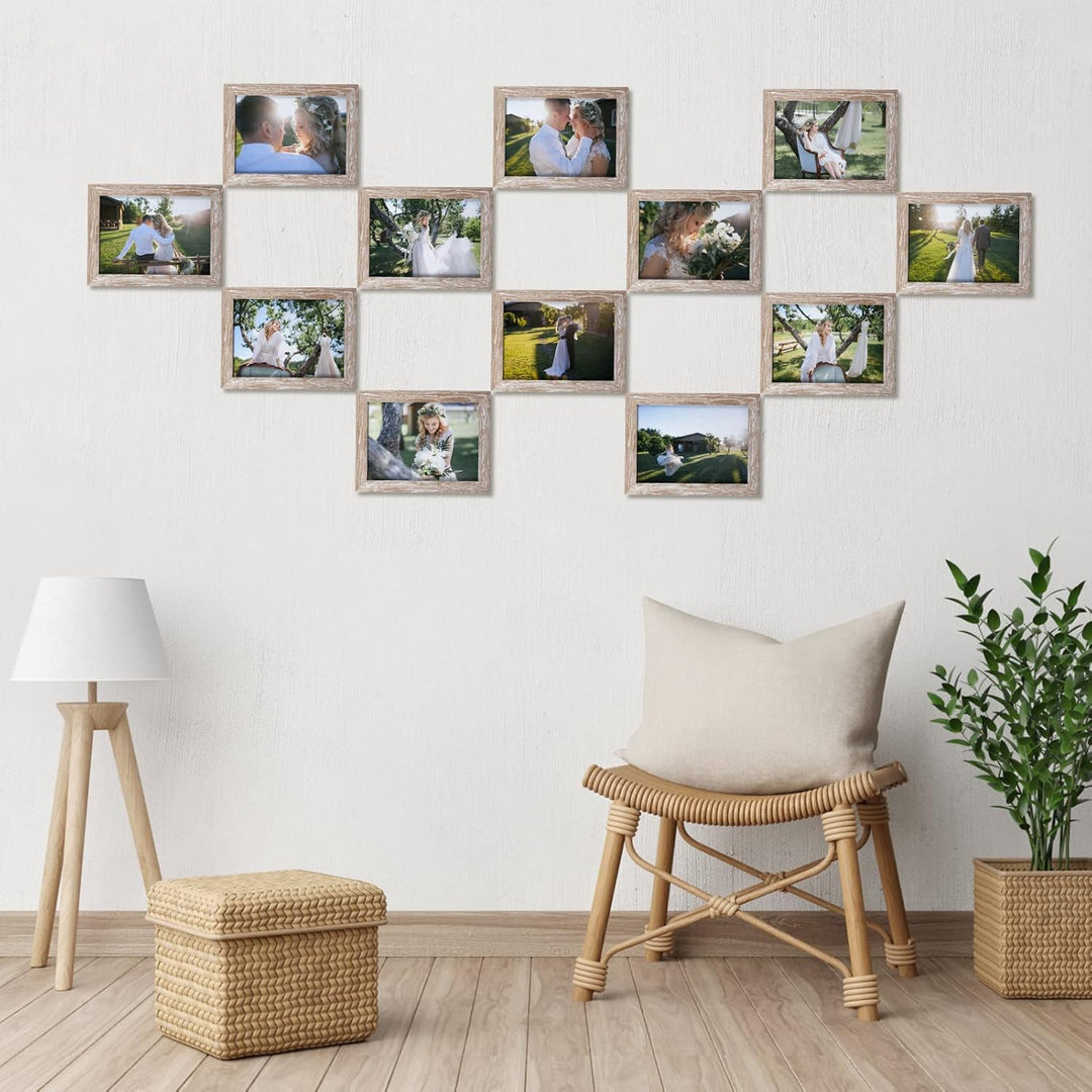 EXYGLO 12er Set Bilderrahmen 13x18 cm, Natur Fotorahmen Collage für 18x13 cm Fotos und Bilder, Kunst