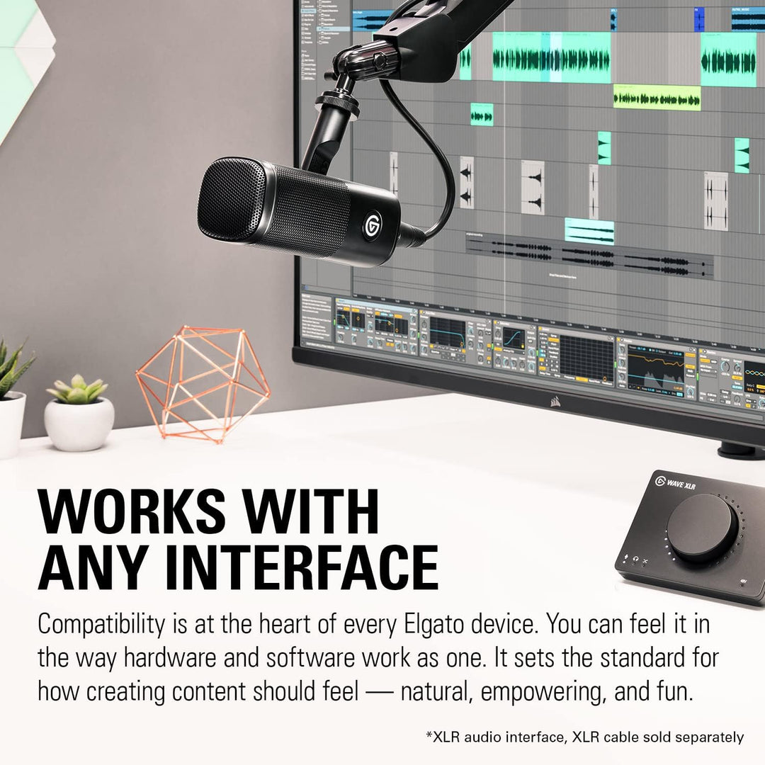 Elgato Wave DX – Dynamisches XLR-Mikro & Wave Mic Arm - Premium Streaming Boom Arm mit Kabelkanälen