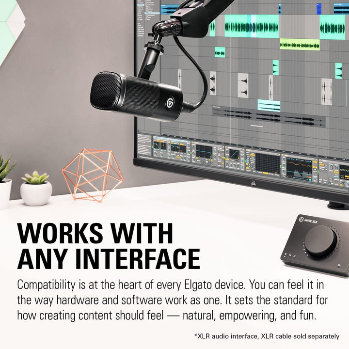 Elgato Wave DX – Dynamisches XLR-Mikro & Wave Mic Arm - Premium Streaming Boom Arm mit Kabelkanälen