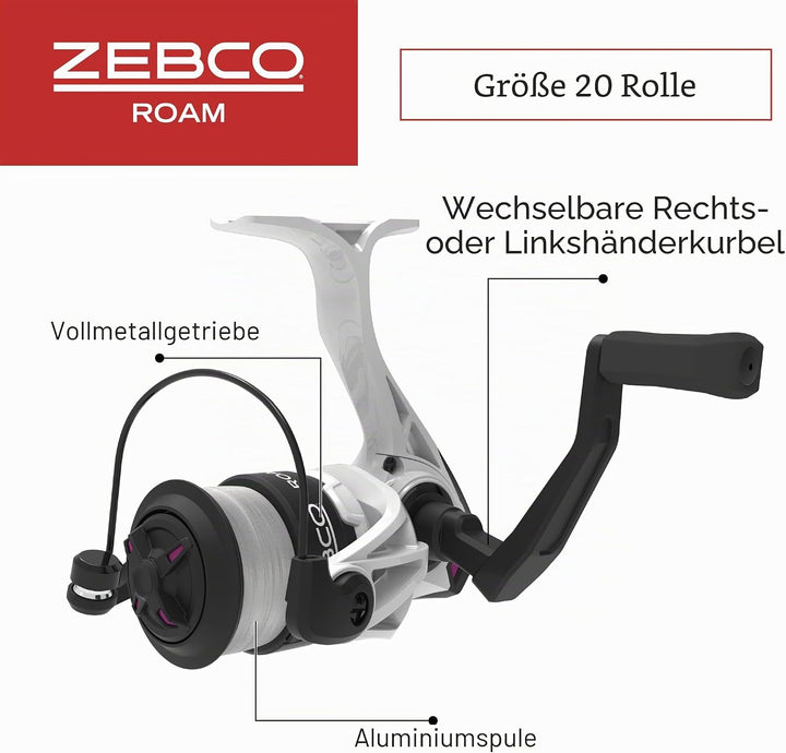 Zebco Roam Spinnrolle und Angelruten-Kombination, geteilter KomfortGrip-Rutengriff, Soft-Touch-Griff