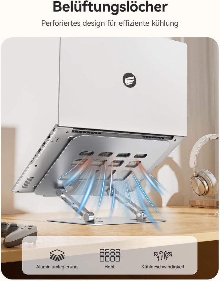 ORICO Laptop Ständer Höhenverstellbarer, Faltbarer Aluminium Notebook Ständer, Belüfteter Ergonomisc