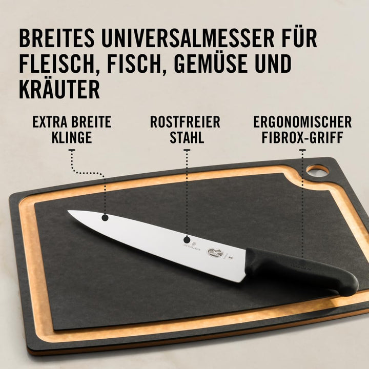 Victorinox Fibrox Kochmesser, Breites Universalmesser für Fleisch, Fisch, Gemüse und Kräuter, 25 cm,
