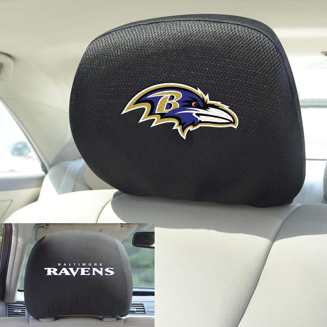 FANMATS NFL Unisex-Erwachsene Auto Kopfstützenbezüge Baltimore Raben 10" x 14" Schwarz, Baltimore Ra