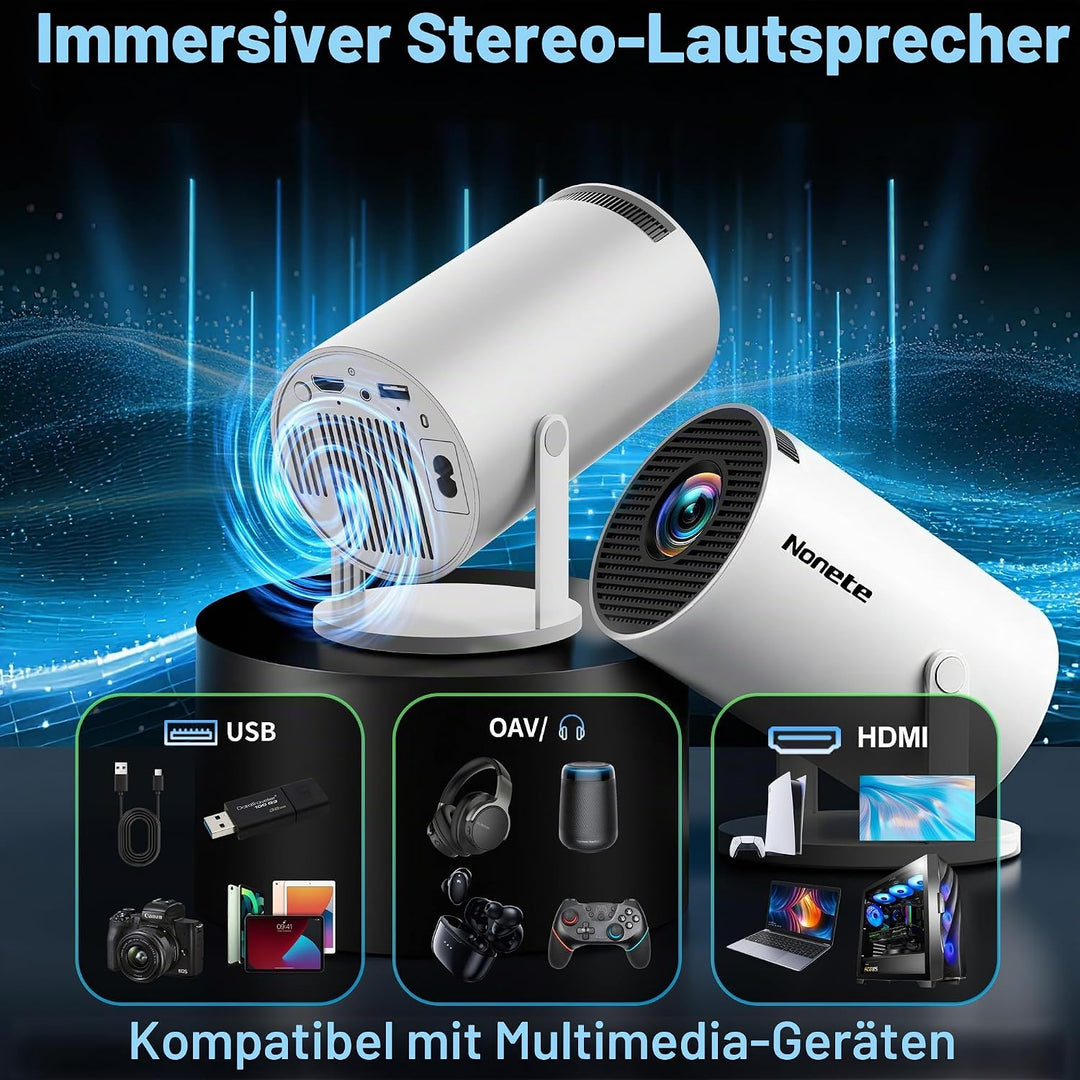 Vidéoprojecteur 1080P FHD Mini Projecteur Video 4K avec WiFi 6 BT5.2 Android TV, Portable Projecteur