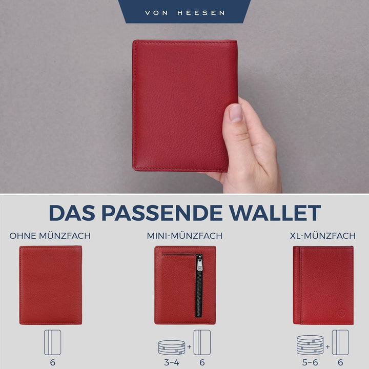 VON HEESEN® Leder Geldbörse Herren & RFID Schutz I Echtleder Geldbeutel für Männer & Damen I Portemo