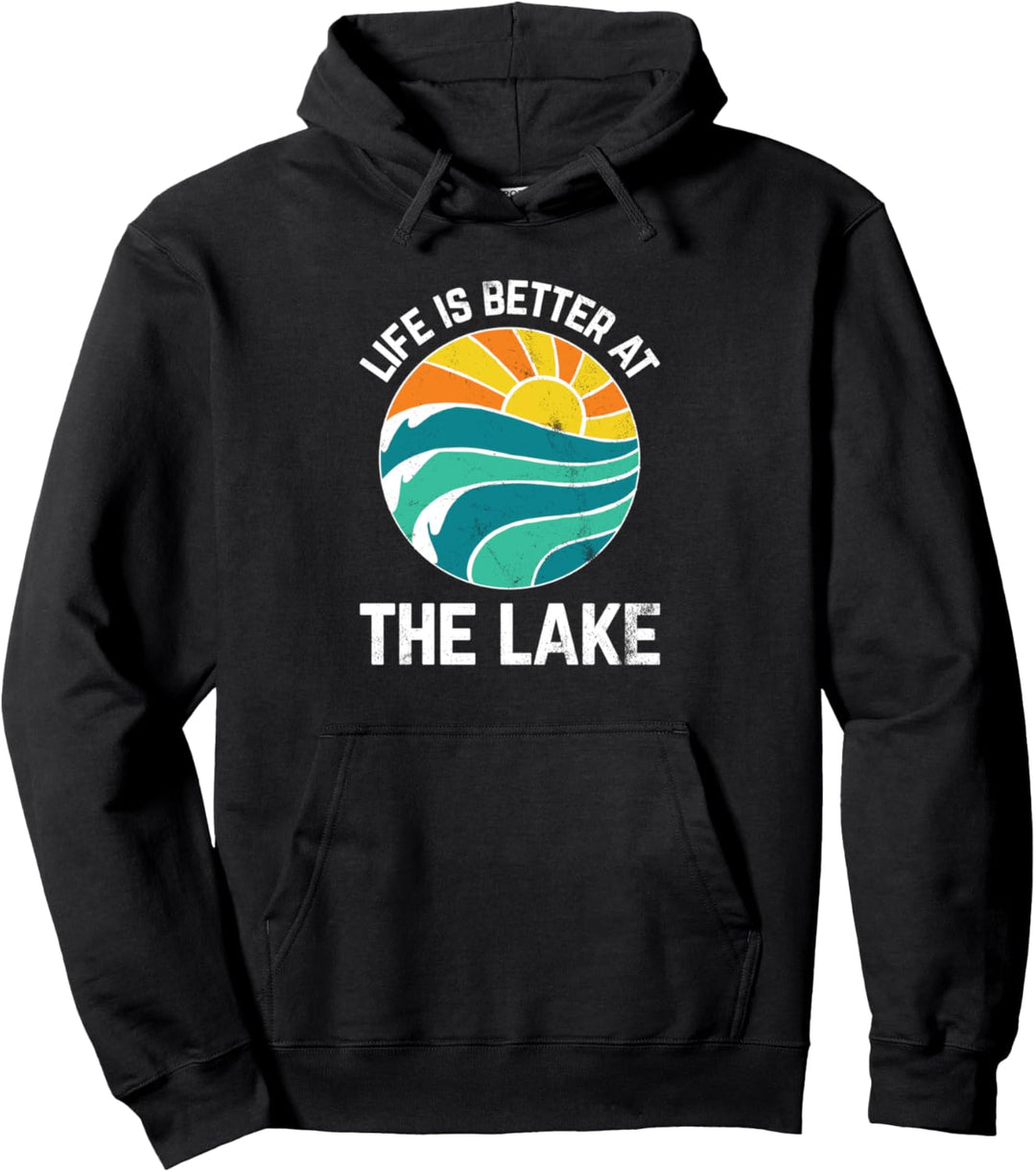 Funny Life Is Better At The Lake Boating Fishing Cabin Pullover Hoodie
